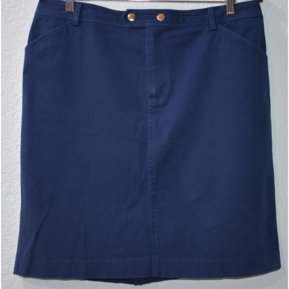 Lauren RALPH LAUREN Skirt 14 Pockets Goldtone Buttons Nautical Business Casual